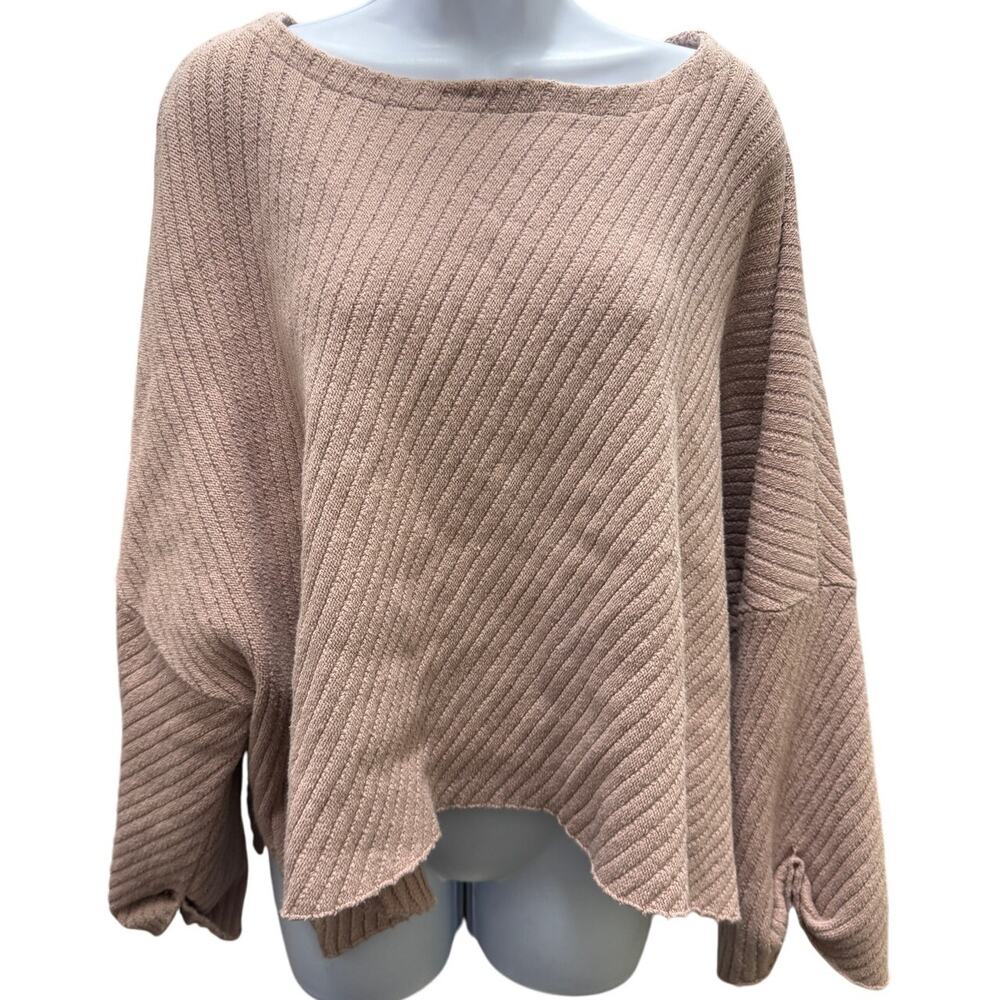 Free People Womens Small I Can’t Wait Crop Sweater Oversized Rose Pink Mauve - Picture 2 of 5